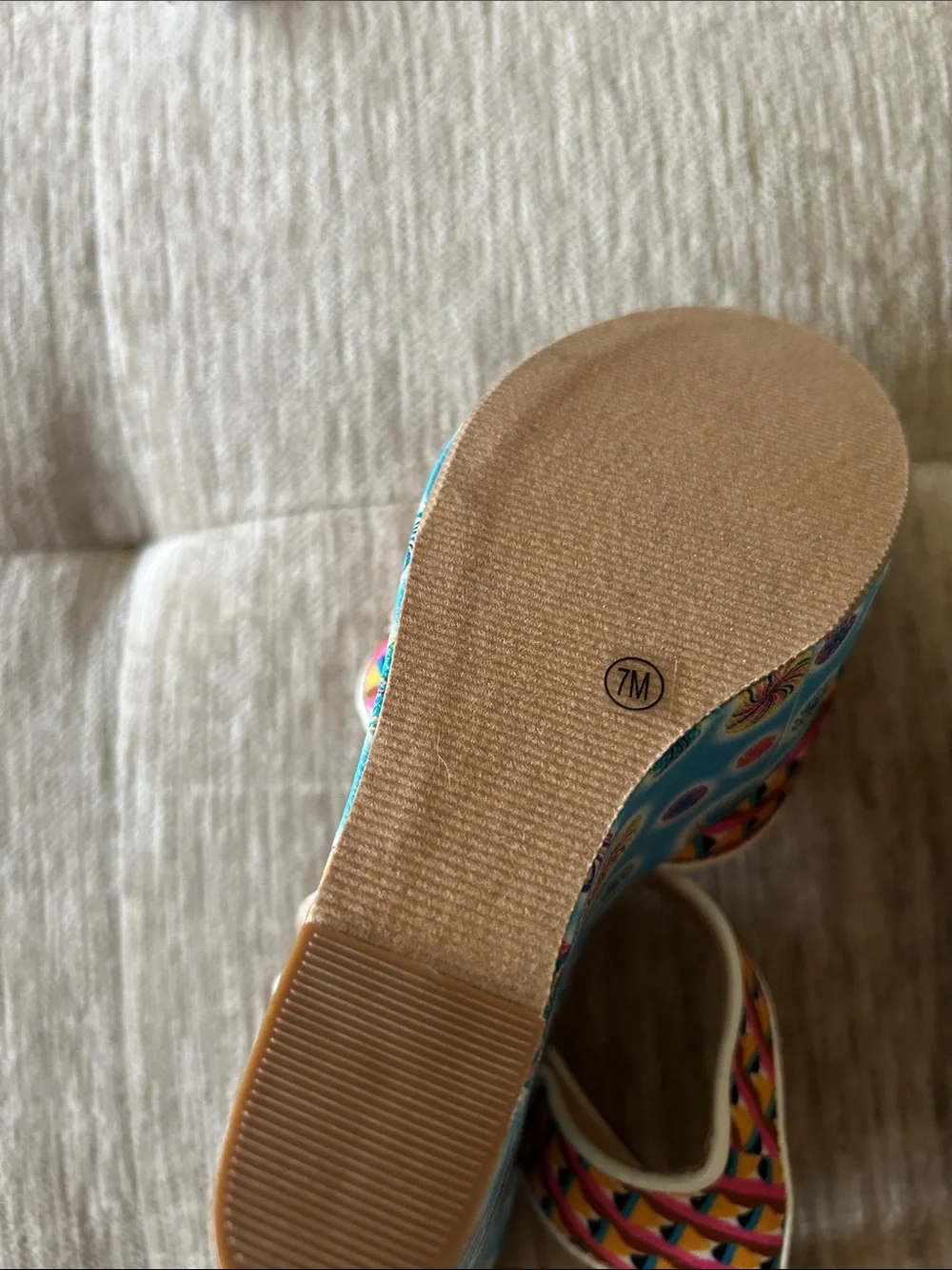 Chinese Laundry Jolly Pop Multi-Color Swirl Wedge Sandals 7M